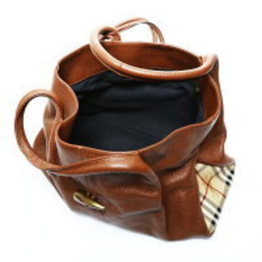 Burberry Leather Nova Check Handbag Brown - Picture 11 of 13